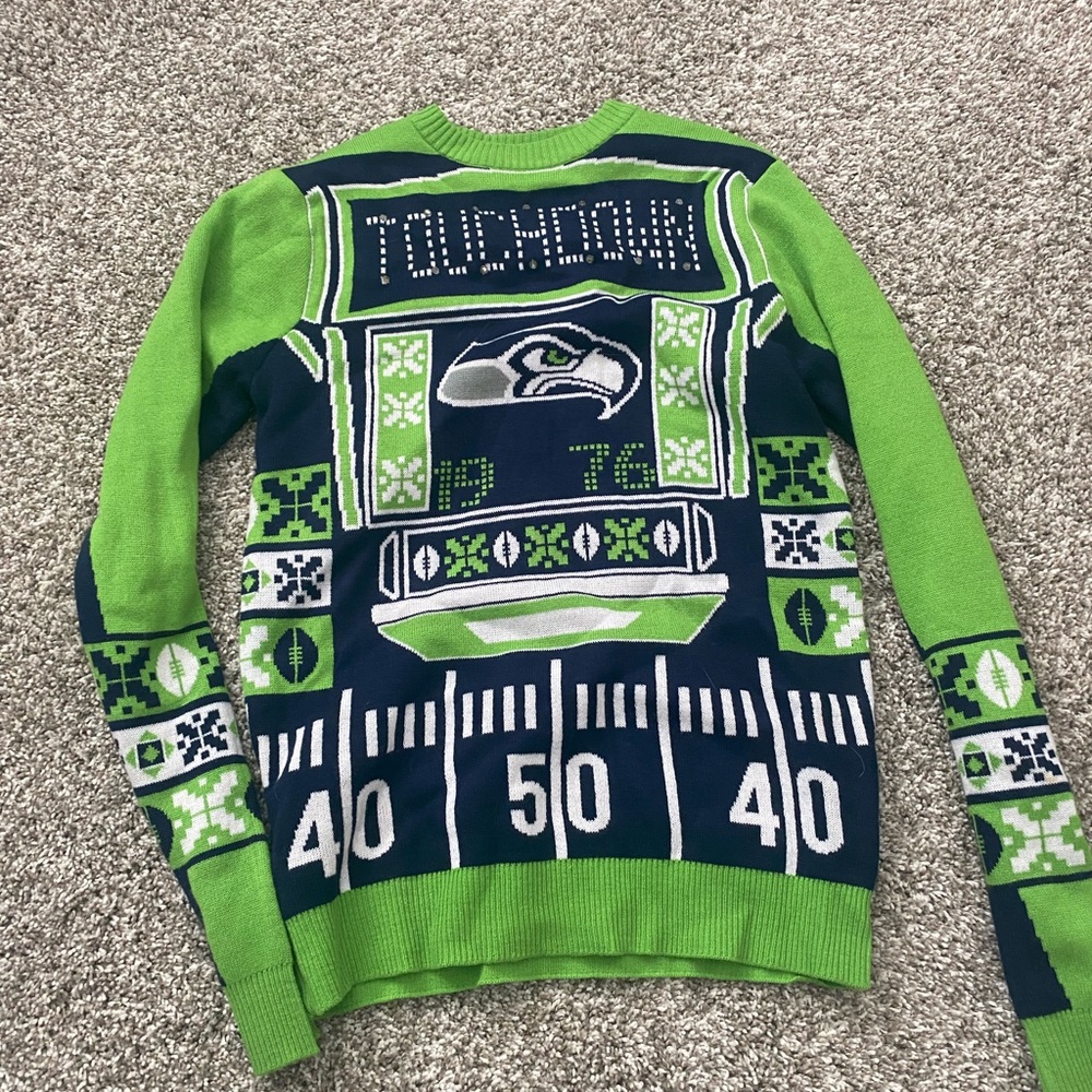 Seattle Seahawks ugly Christmas sweater size small